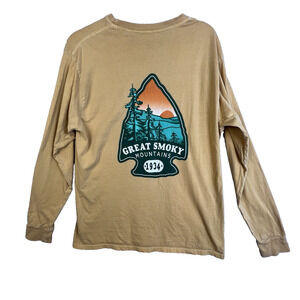 Great Smoky Mountains 1934 T Shirt tgt Unisex M Gold Long Sleeves Hiking GORP